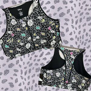 Disney Torrid 1-XL Gray Zip Front Minnie Mouse Graphic Racerback Sports Bra